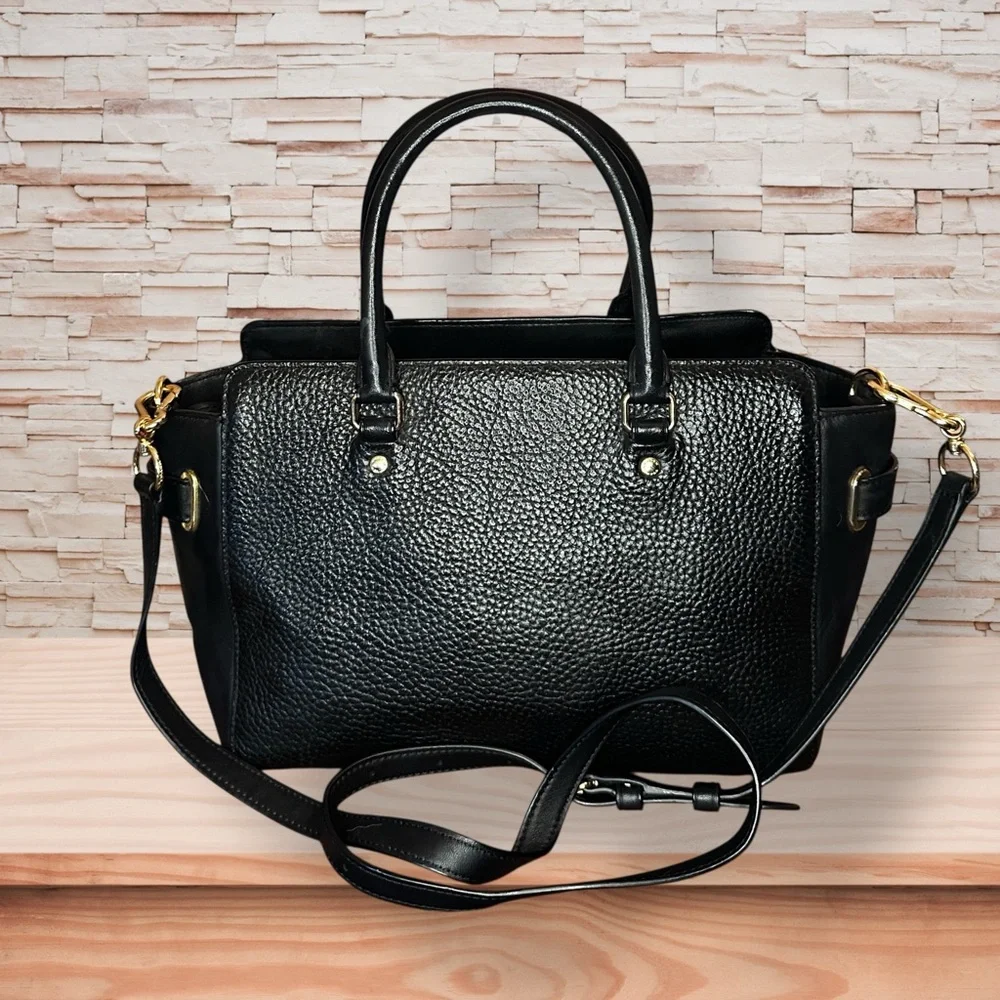 Coach Swagger Black Satchel Bag with Gold Accents F55665 EUC - Picture 2 of 16
